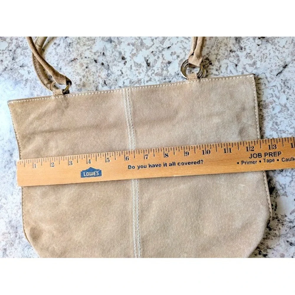 Wilsons Leather Maxima Tan Suede Soft Leather Purse Shoulder Bag Timeless Staple